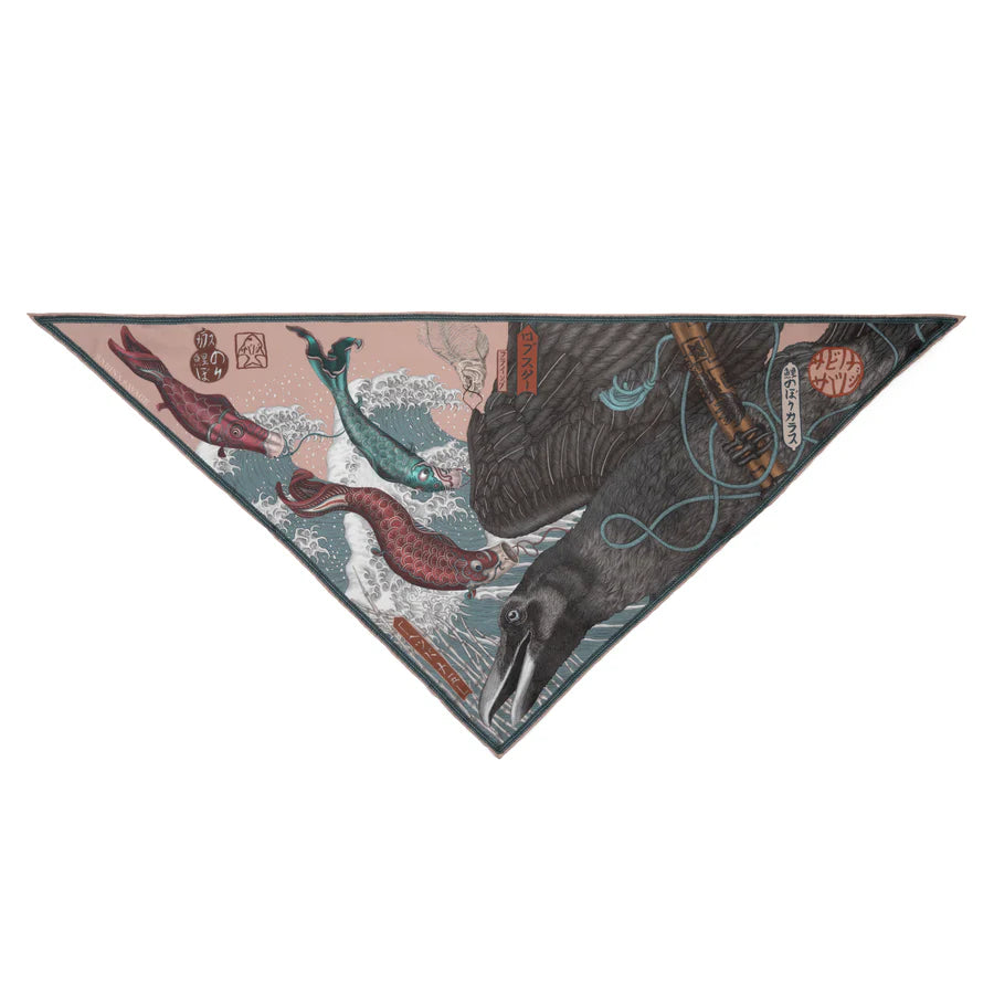 SABINA SAVAGE Koinobori Karasu Silk Scarf Triangular