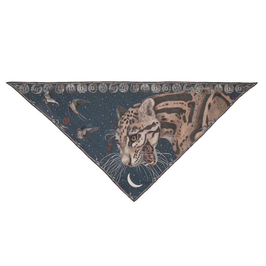 SABINA SAVAGE Lunar Leopard Silk Scarf Triangular