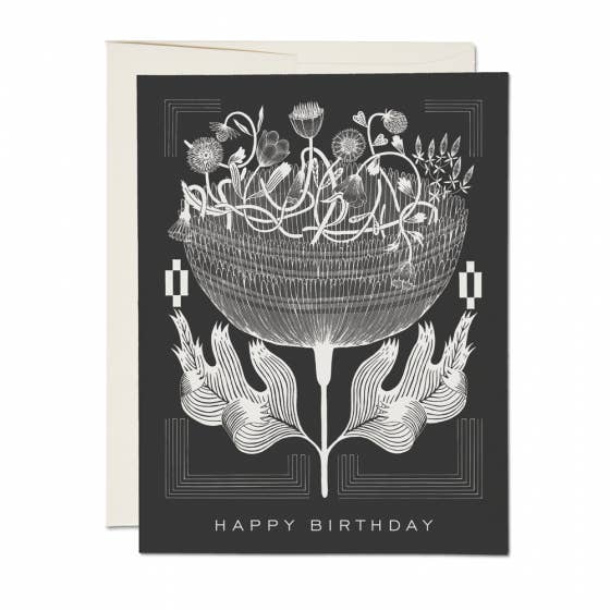 RED CAP CARDS Black and White Birthday Card