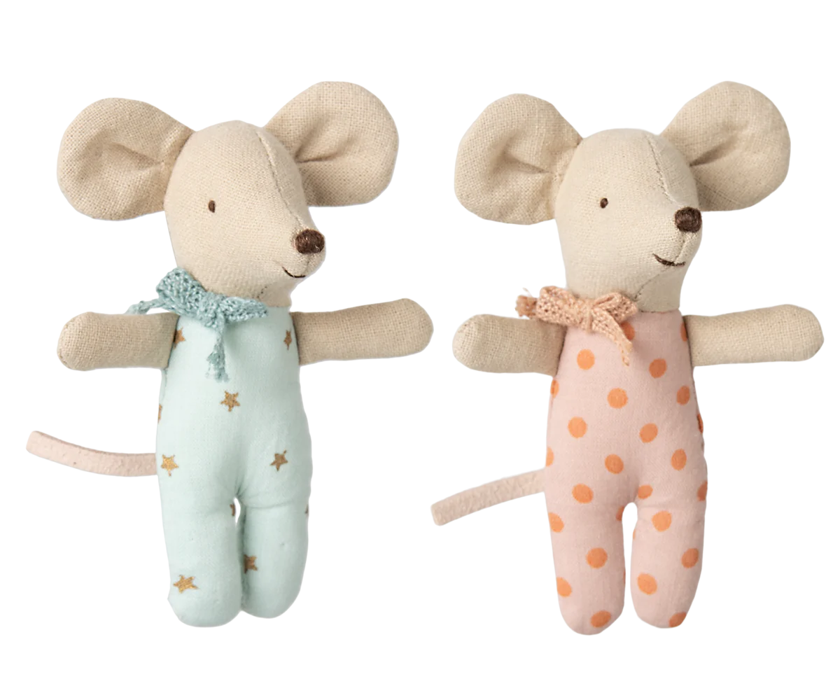 MAILEG Baby Twin Mice in a Matchbox