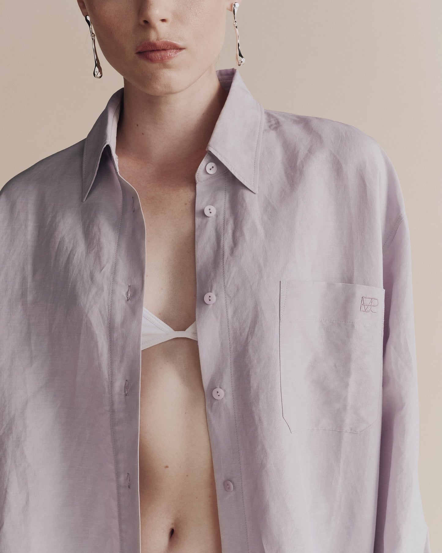 MIJEONG PARK Silk Linen Oversized Shirt