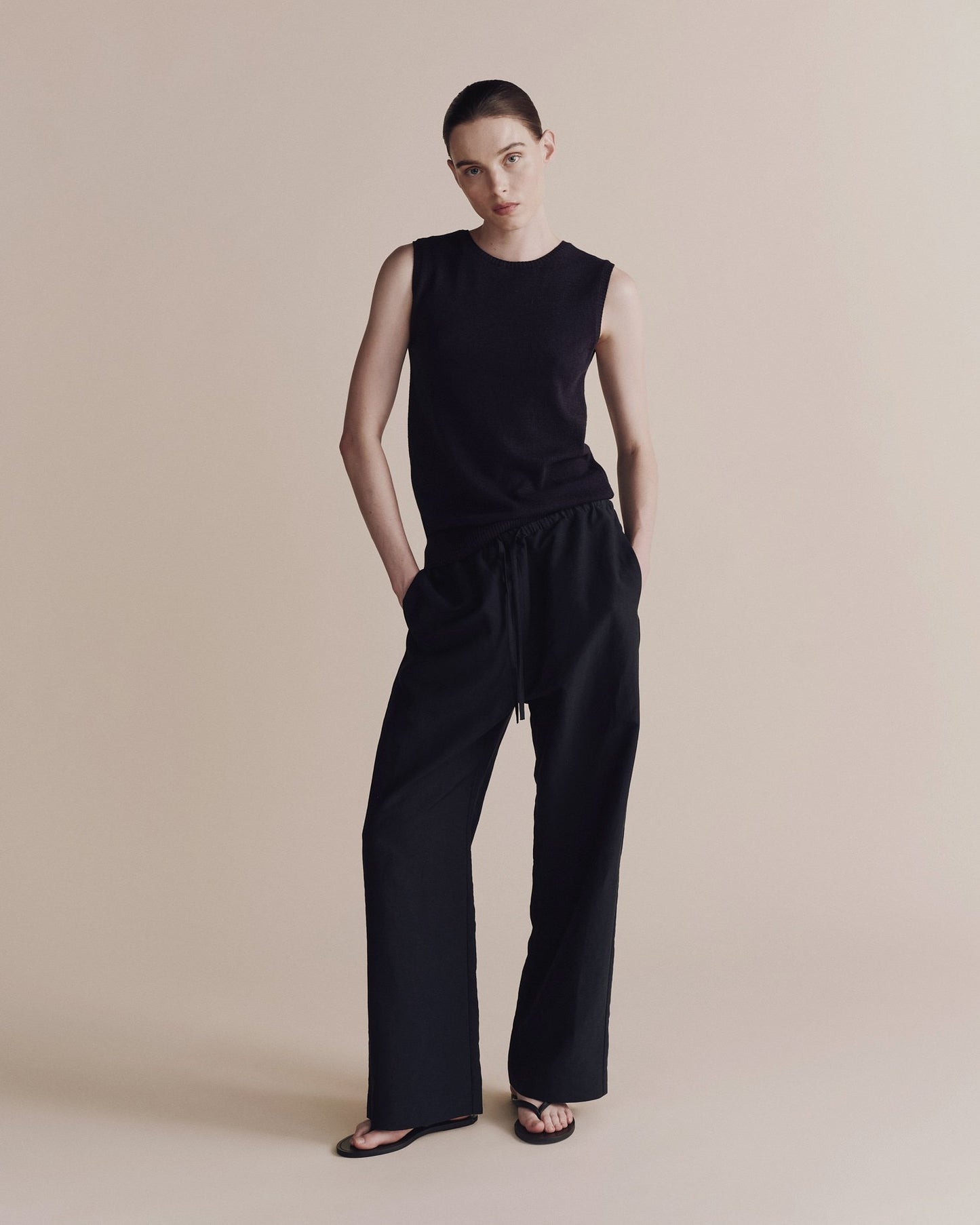 MIJEONG PARK Silk Linen Drawstring Pants