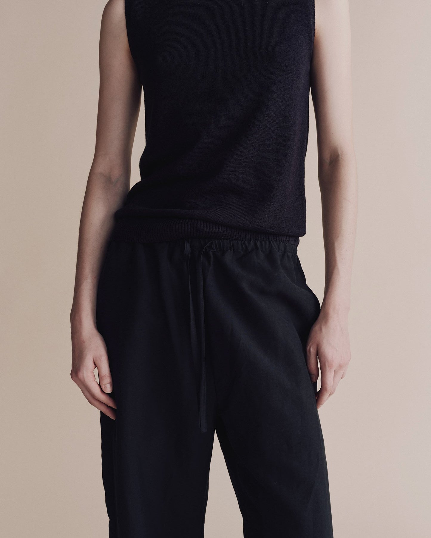 MIJEONG PARK Silk Linen Drawstring Pants