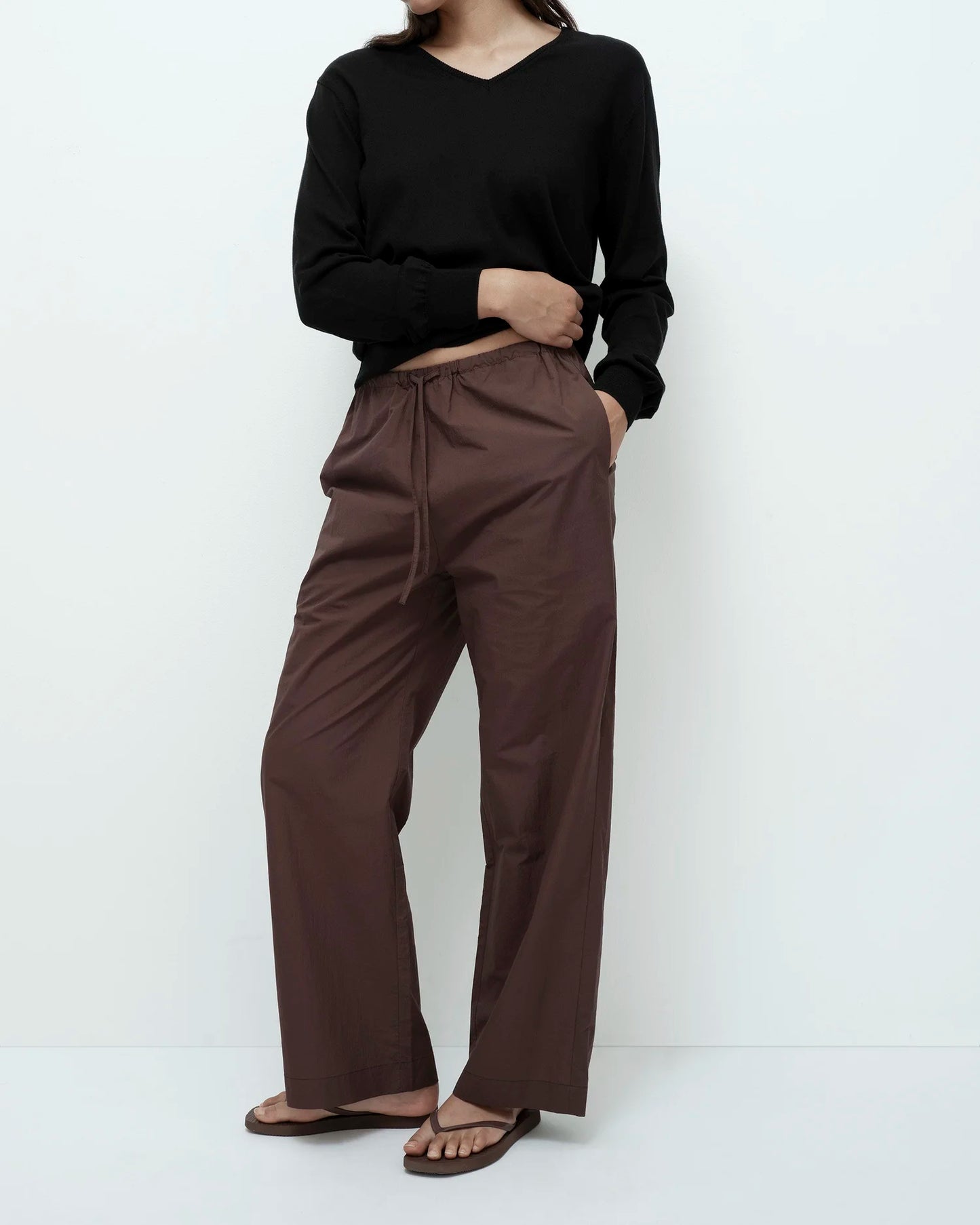 MIJEONG PARK Dark Brown Cotton Drawstring Pants