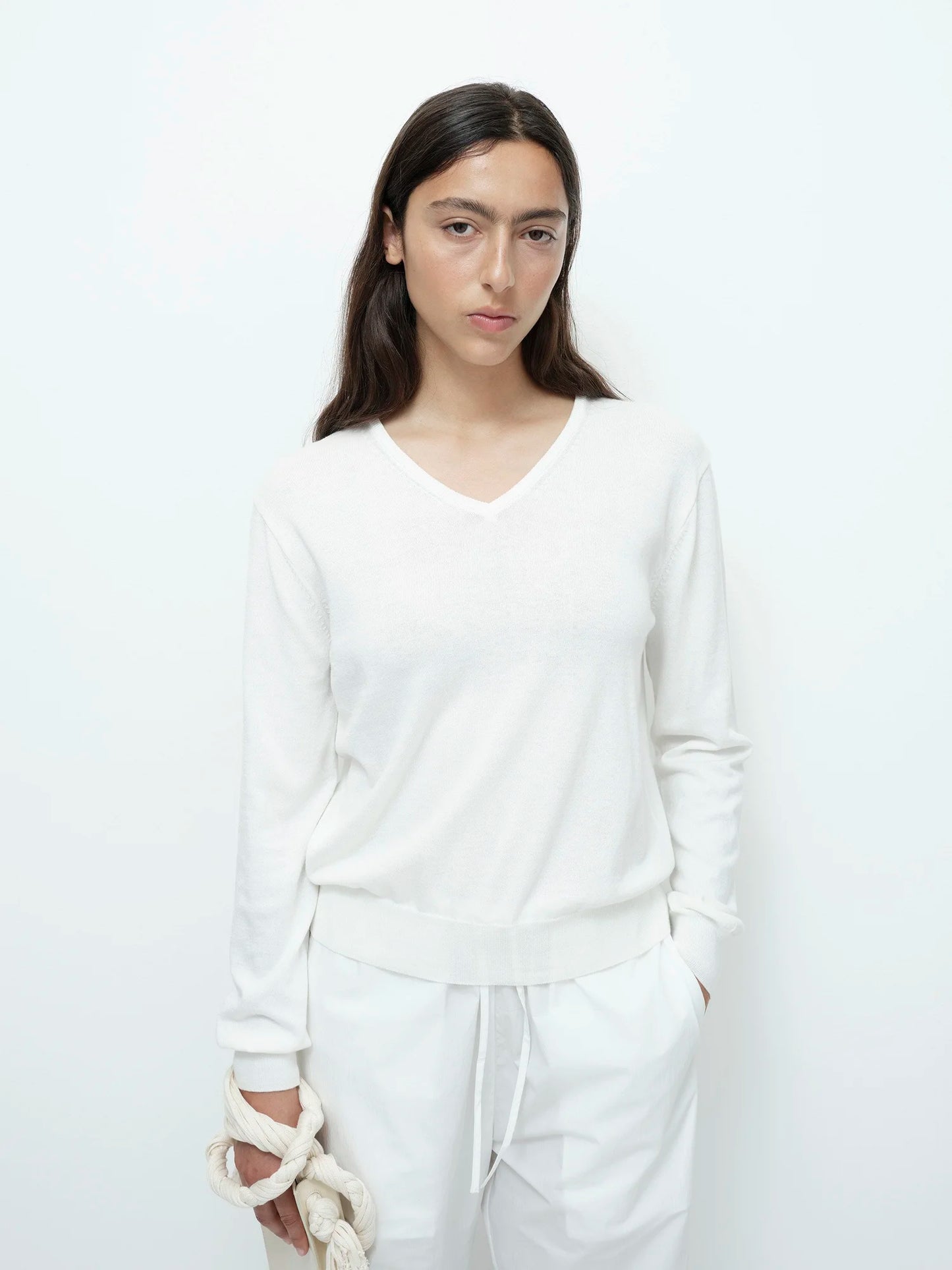 MIJEONG PARK Cotton Blend V-neck Knit Top