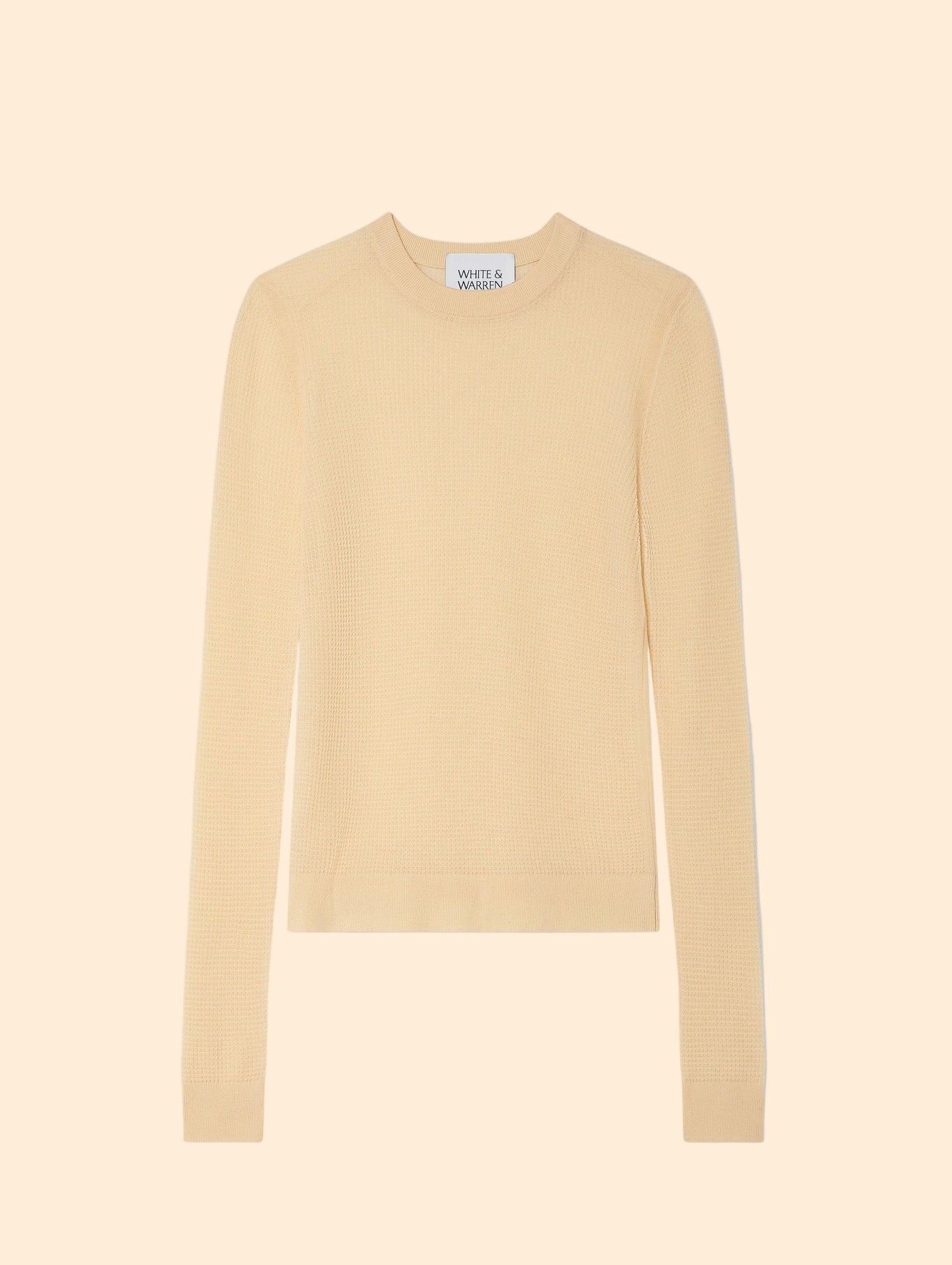 WHITE & WARREN Superfine Cashmere Blend Waffle Crewneck
