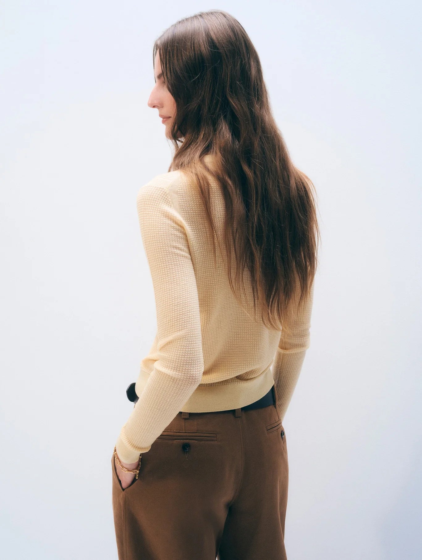 WHITE & WARREN Superfine Cashmere Blend Waffle Crewneck
