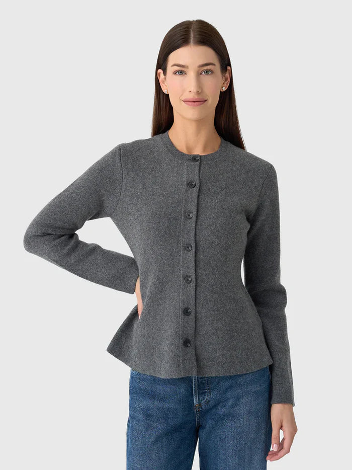 WHITE & WARREN Cashmere Blend Peplum Cardigan
