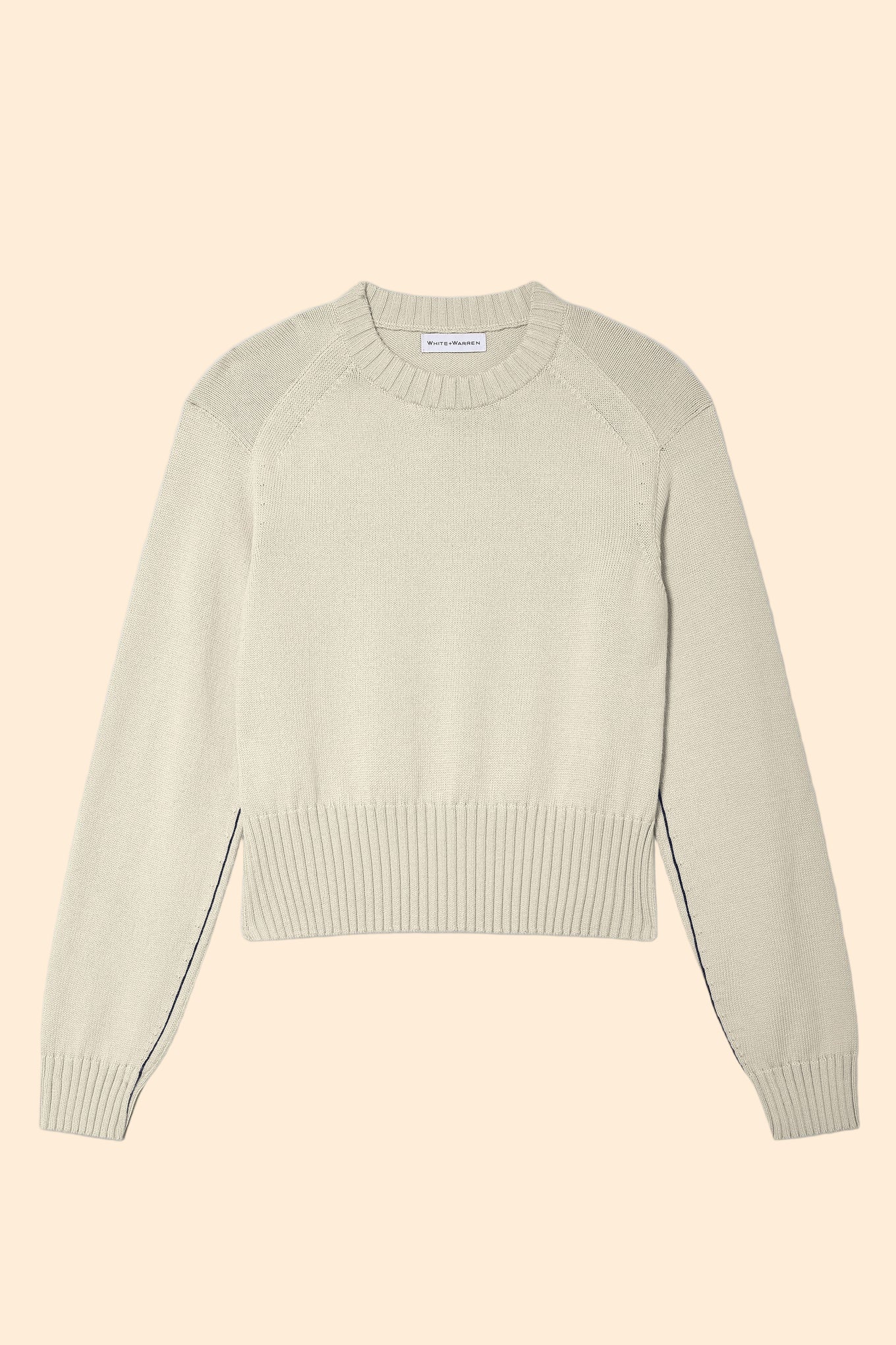 WHITE & WARREN Soft Cotton Rib Trim Sweatshirt