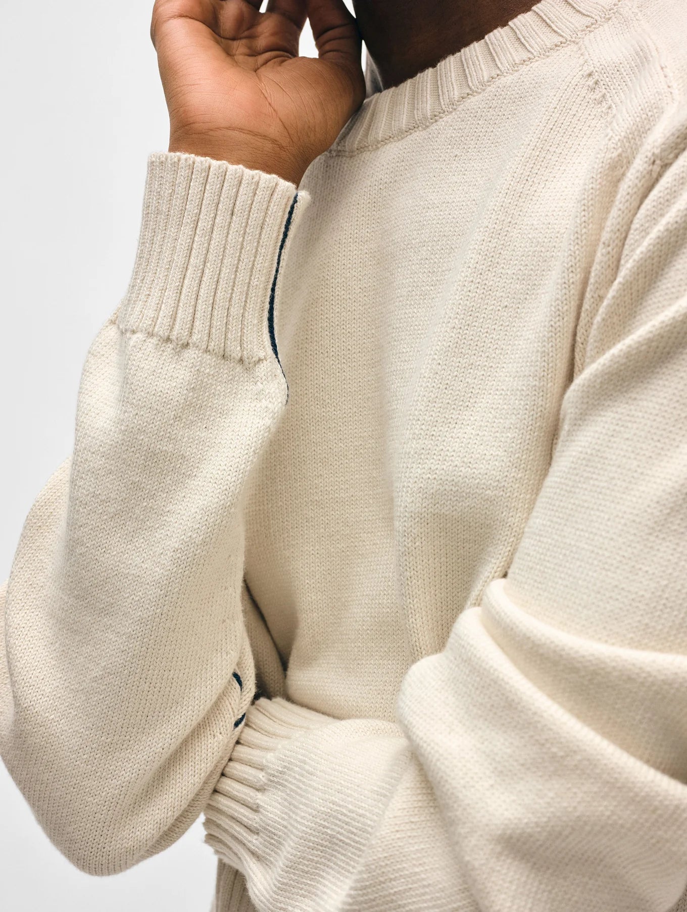 WHITE & WARREN Soft Cotton Rib Trim Sweatshirt