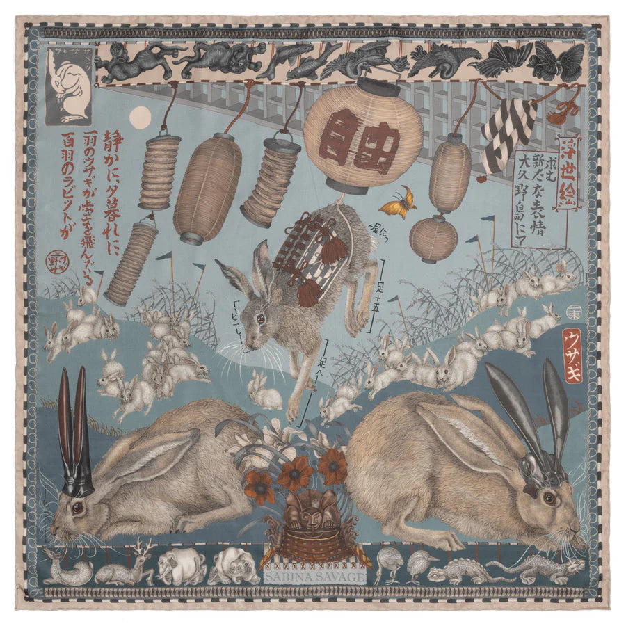 SABINA SAVAGE The Floating Rabbits Silk Scarf