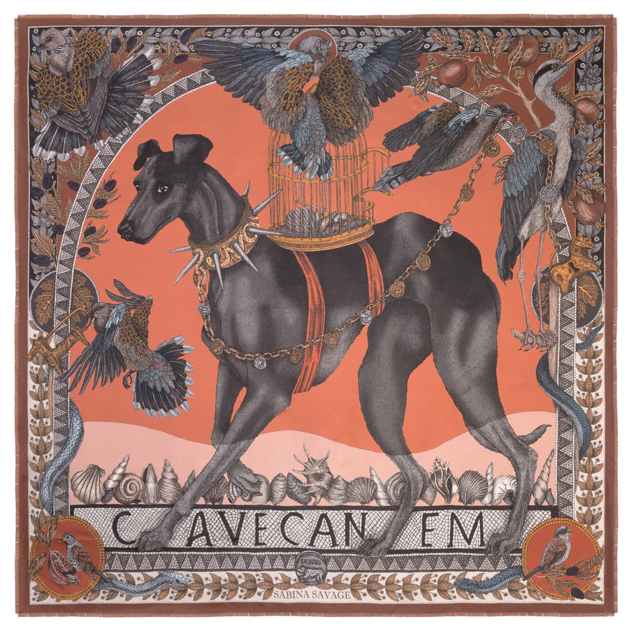 SABINA SAVAGE Cave Canem Silk Scarf