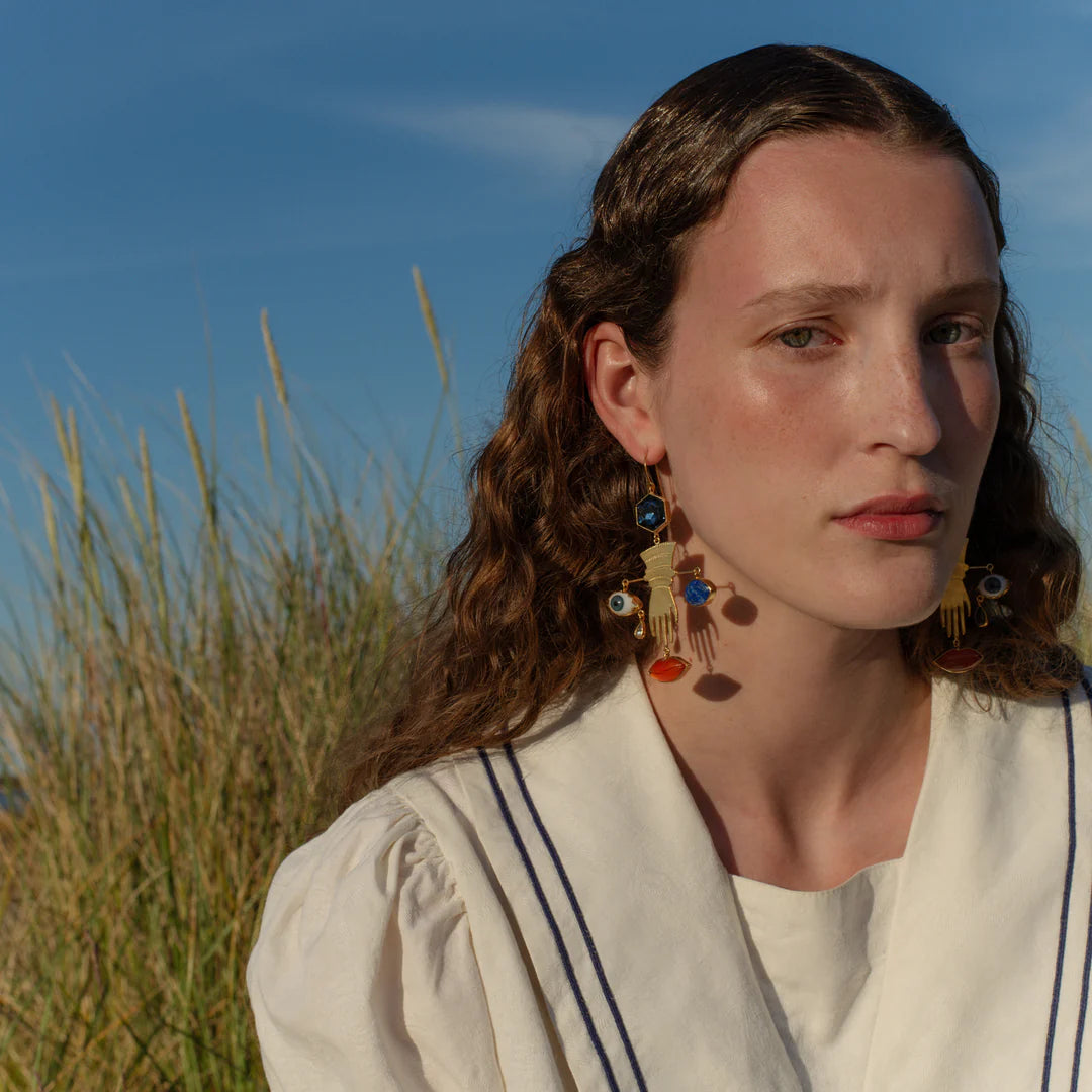 GRAINNE MORTON Glove and Face Charm Earrings