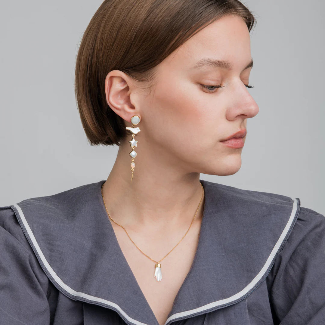 GRAINNE MORTON Opal Five Charm Victorian Drop Earrings