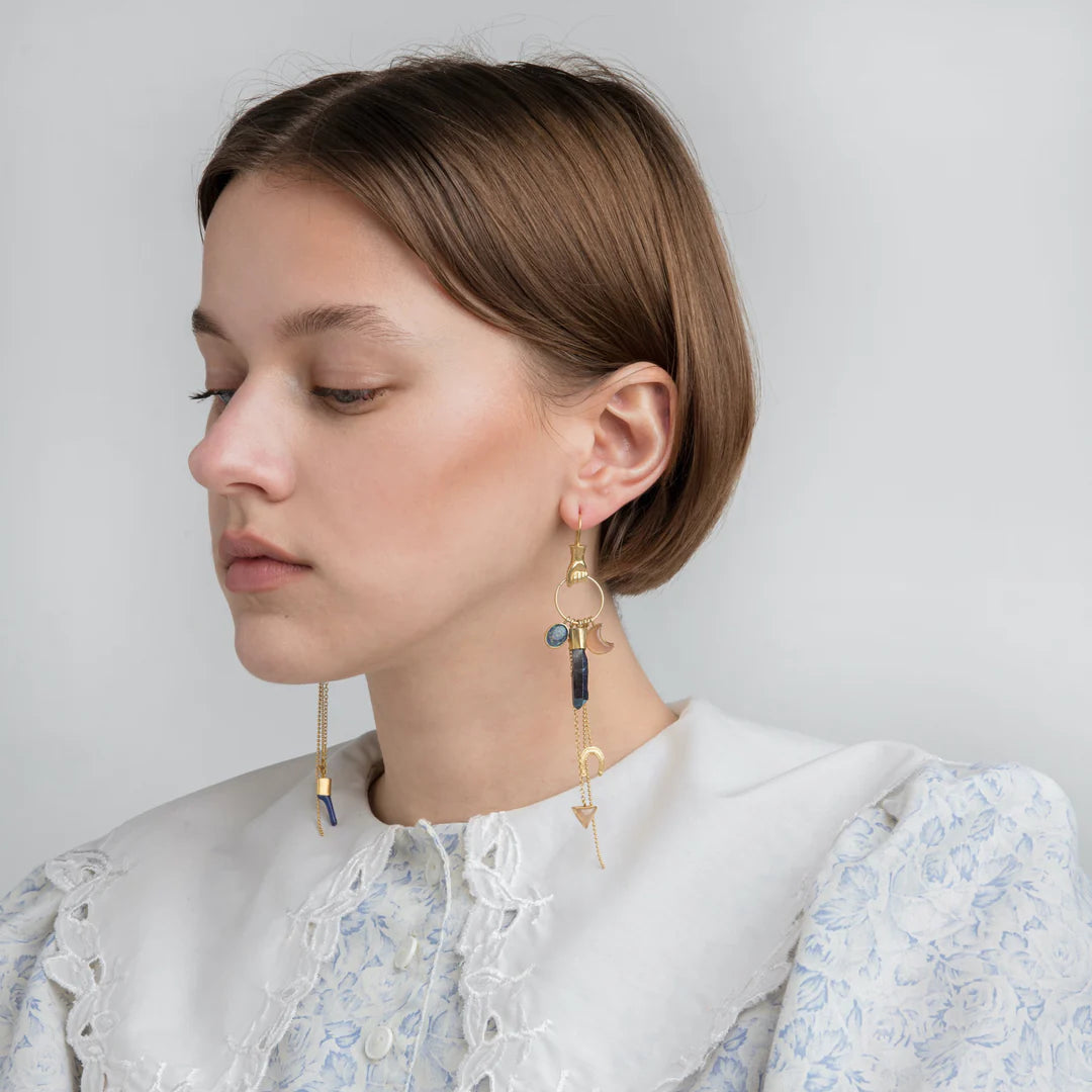 GRAINNE MORTON Hand Multi Charm Drop Earrings