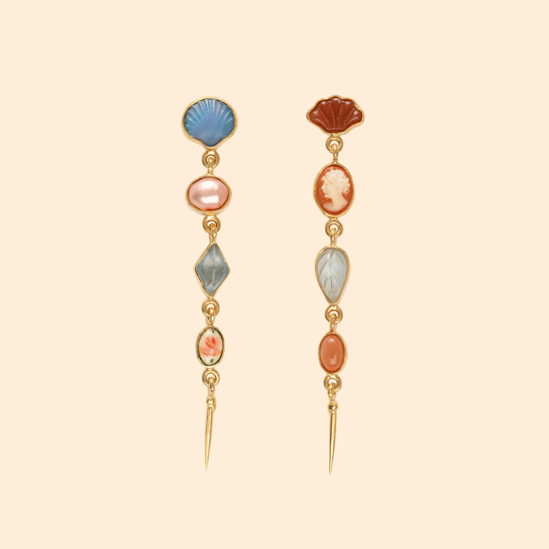 GRAINNE MORTON Four Charm Victorian Drop Earrings