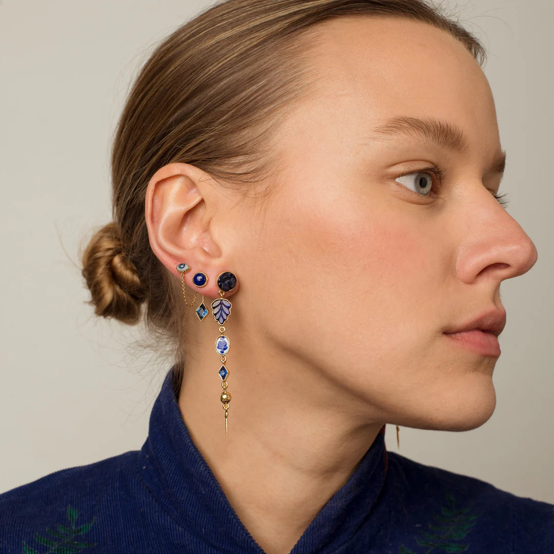 GRAINNE MORTON Lapis Five Charm Victorian Drop Earrings