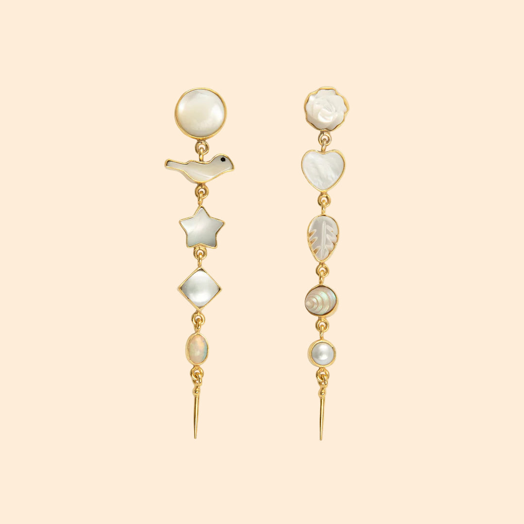 GRAINNE MORTON Opal Five Charm Victorian Drop Earrings