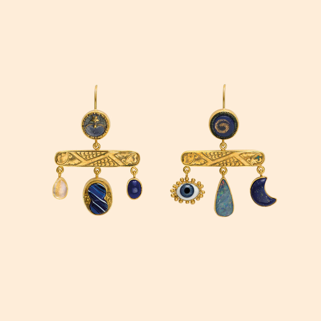 GRAINNE MORTON Blue Decorative Balance Earrings