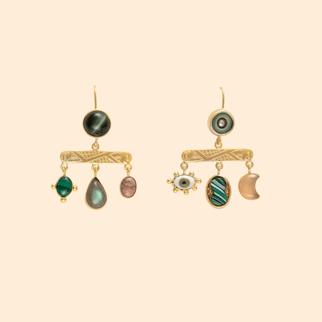 GRAINNE MORTON Green Decorative Balance Earrings