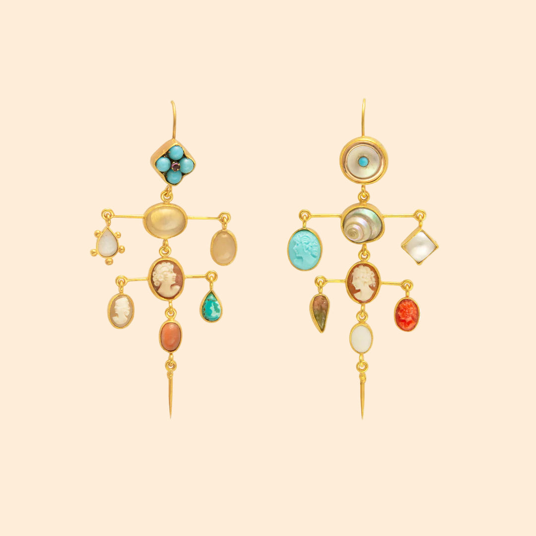 GRAINNE MORTON Turquoise Layered with Victorian Drop Earrings