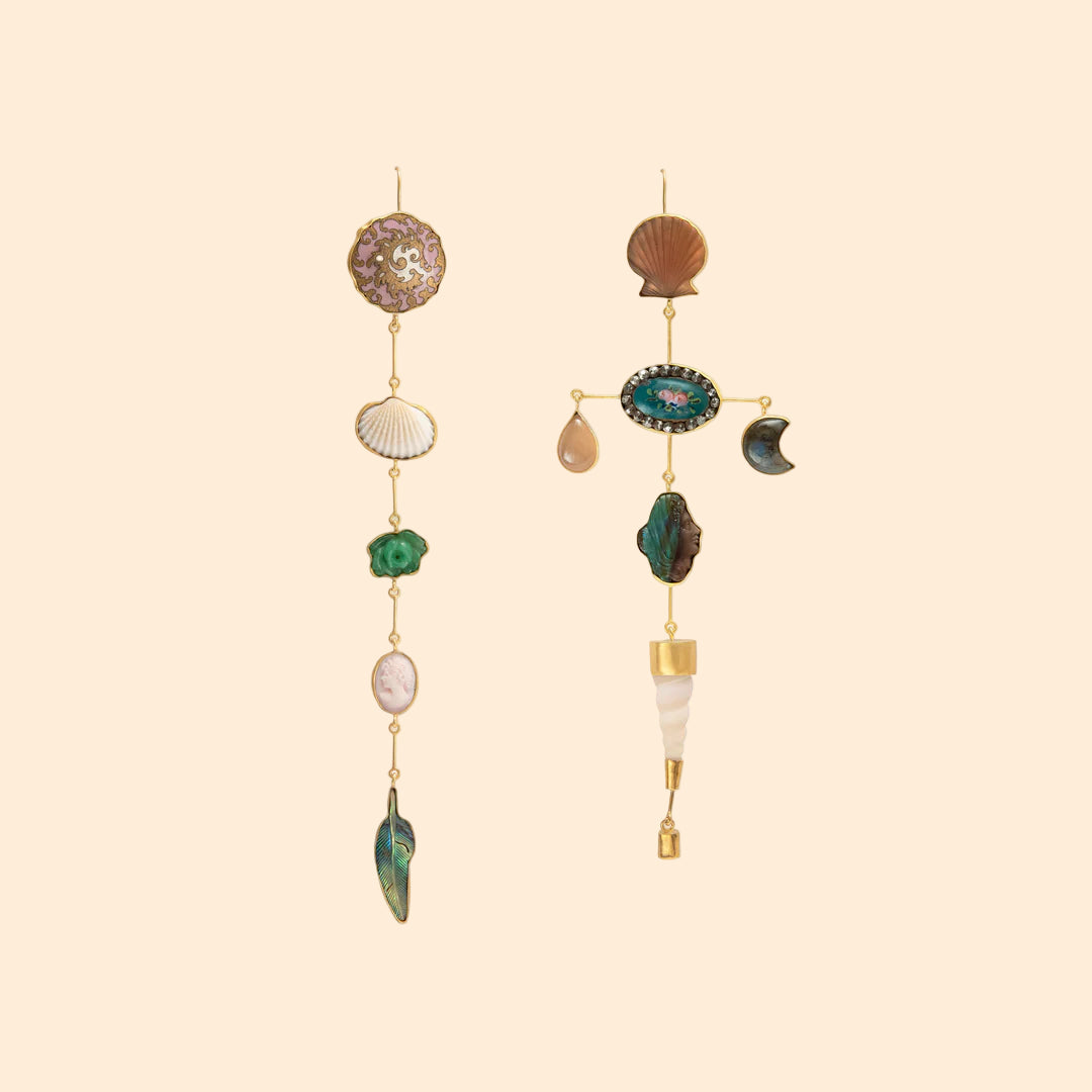 GRAINNE MORTON Mismatched Cross Drop XL Earrings