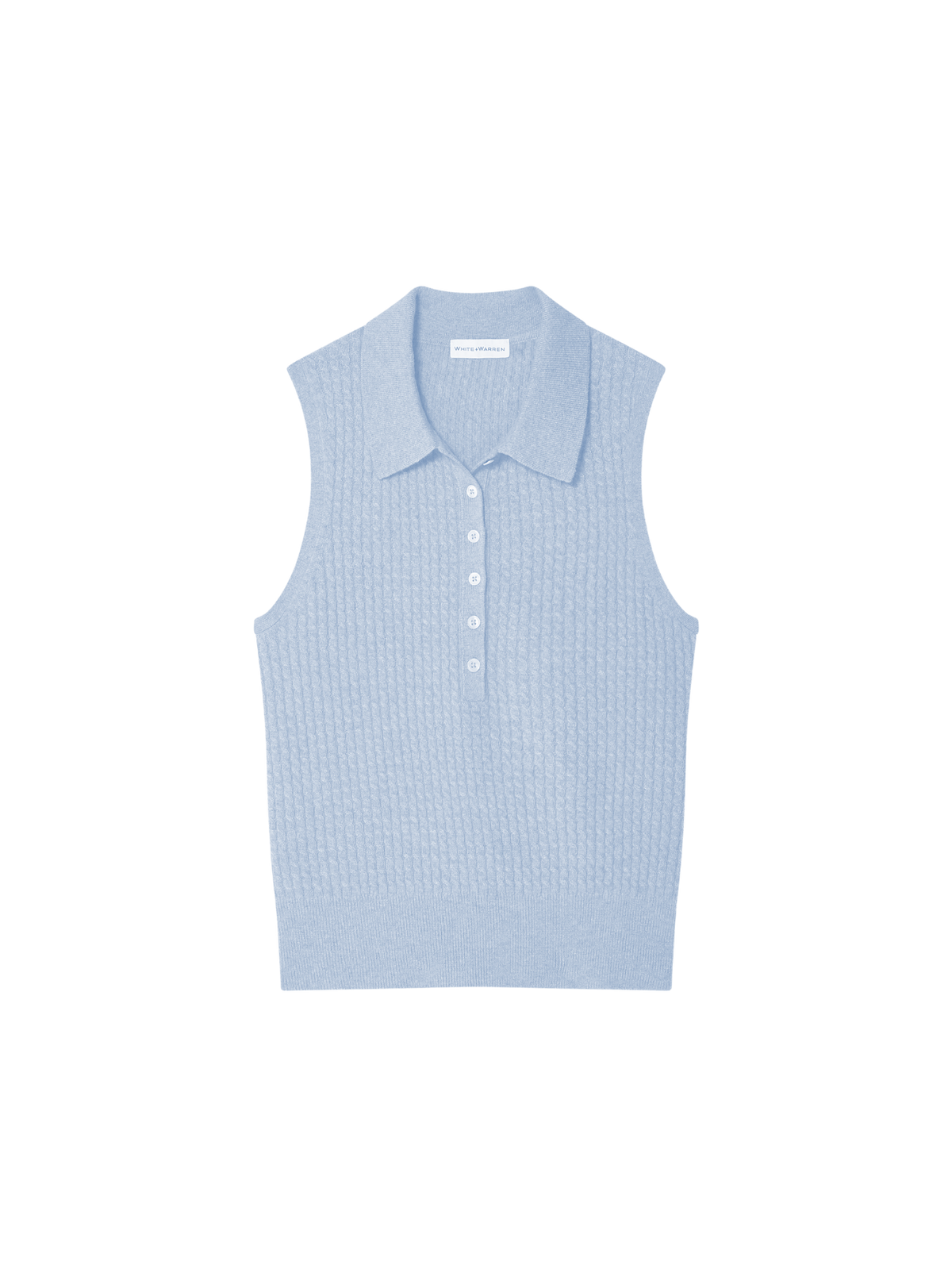 WHITE & WARREN Cashmere Cable Sleeveless Polo
