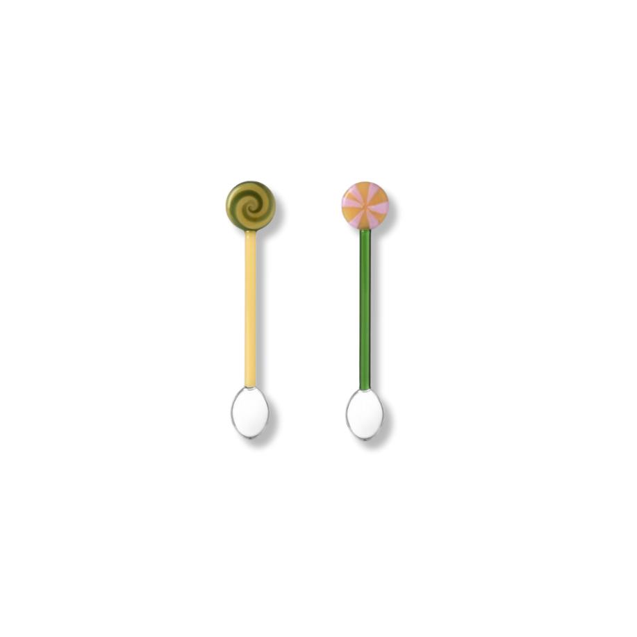 ICHENDORF Yellow and Green Lollipop Spoons Set of 2