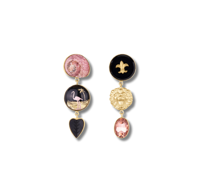 GRAINNE MORTON Flamingo & Lion Earrings