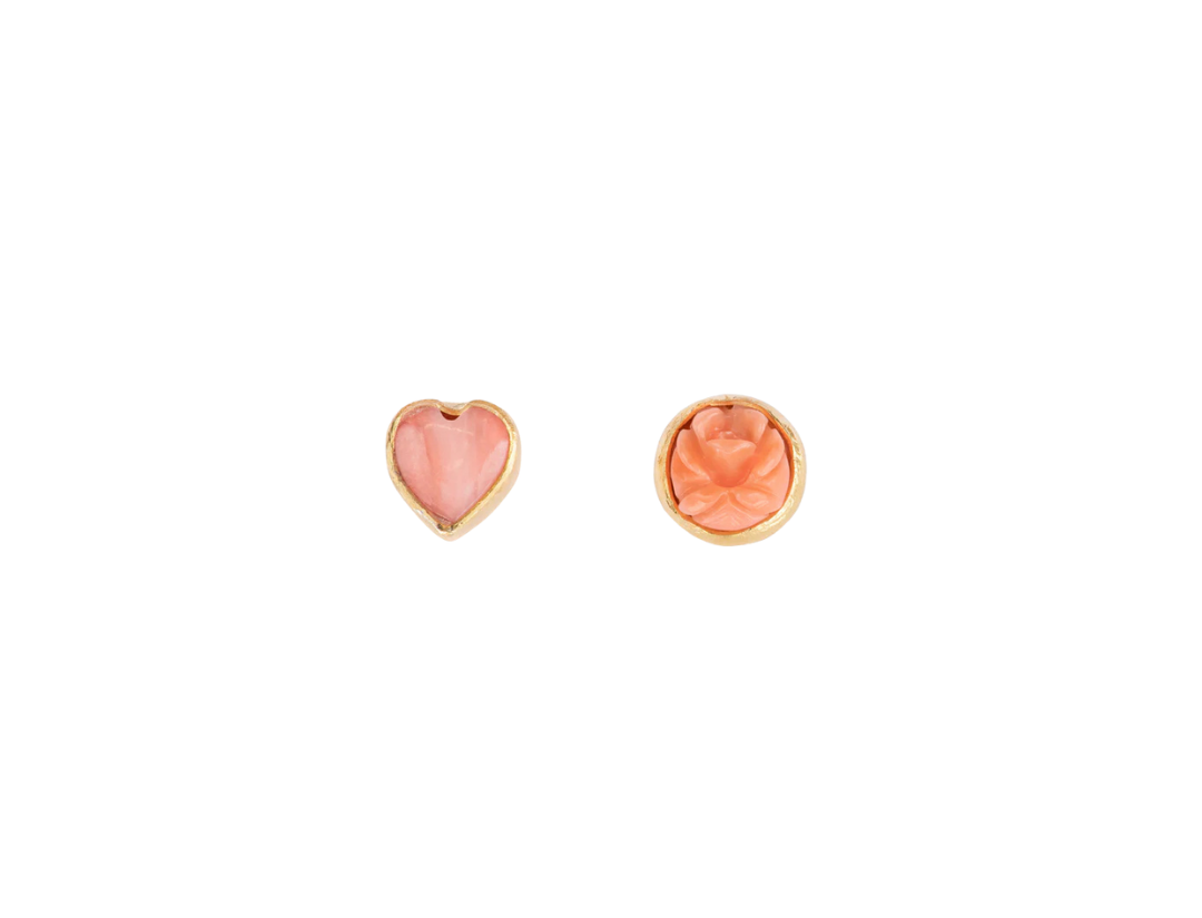 GRAINNE MORTON Heart & Rose Mismatched Stud Earrings