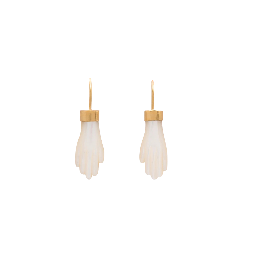 GRAINNE MORTON White Hand Hook Earrings