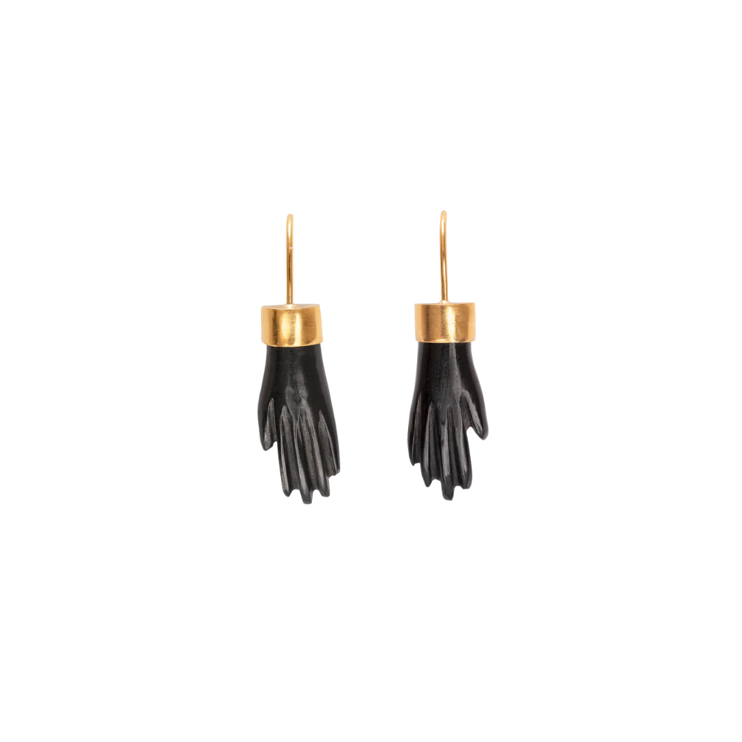 GRAINNE MORTON Black Hand Hook Earrings