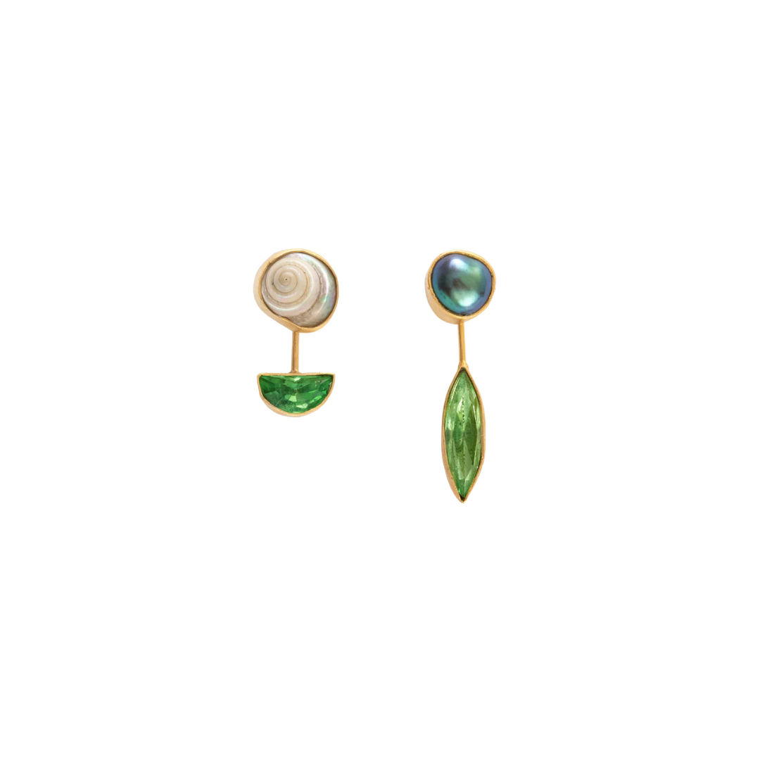 GRAINNE MORTON White & Green Detachable Drop Earrings