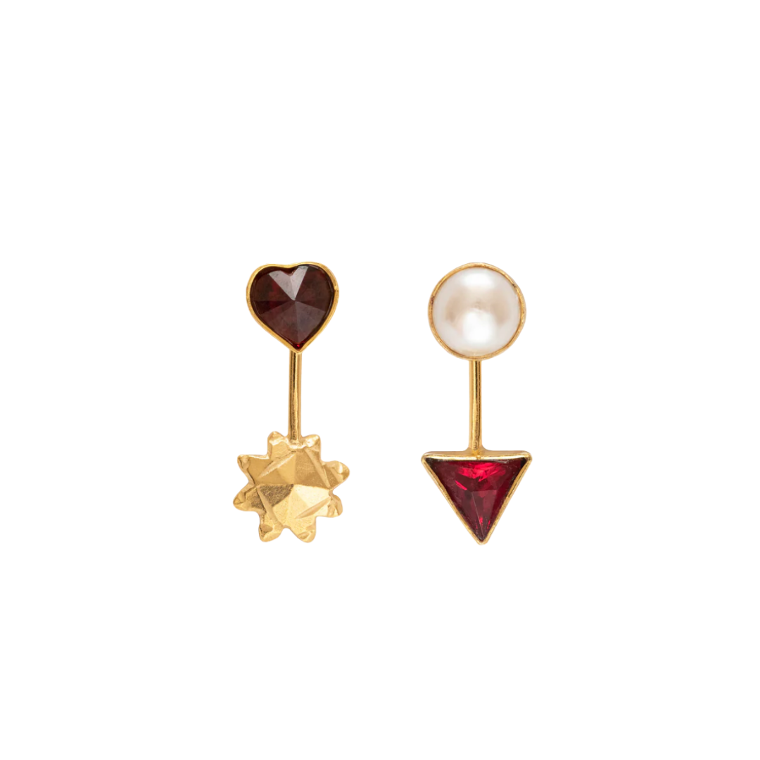 GRAINNE MORTON Red Heart Detachable Drop Earrings