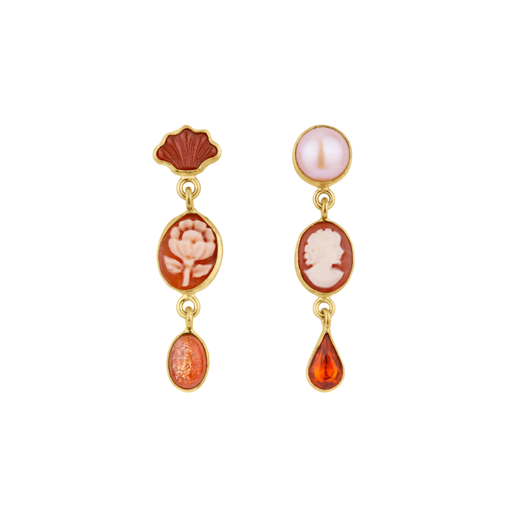GRAINNE MORTON Orange Three Charm Moving Drop Earrings