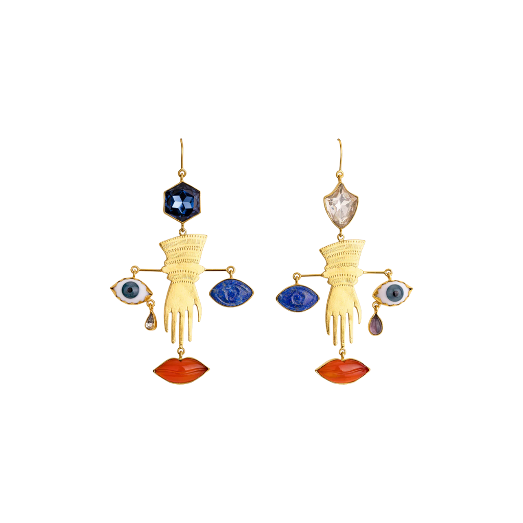 GRAINNE MORTON Glove and Face Charm Earrings