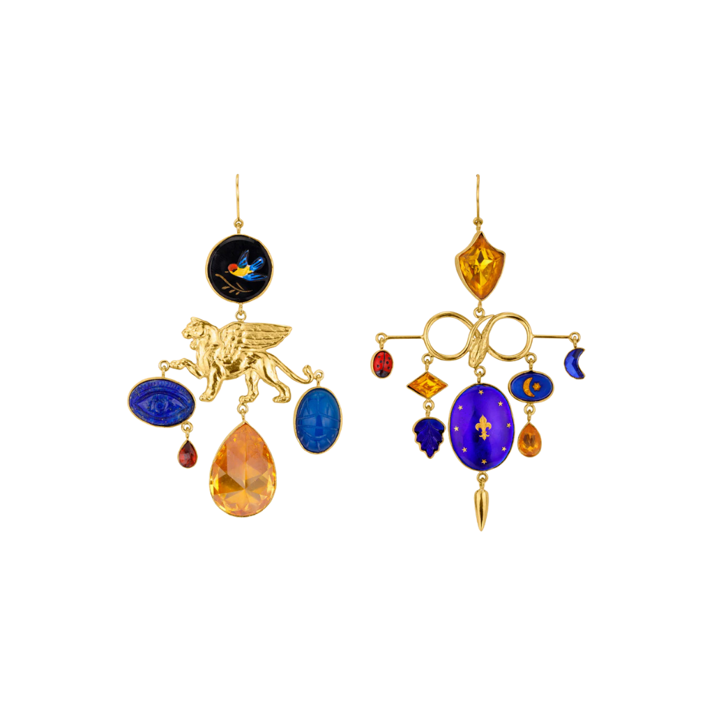 GRAINNE MORTON Serpend & Lion Balance Drop Earrings