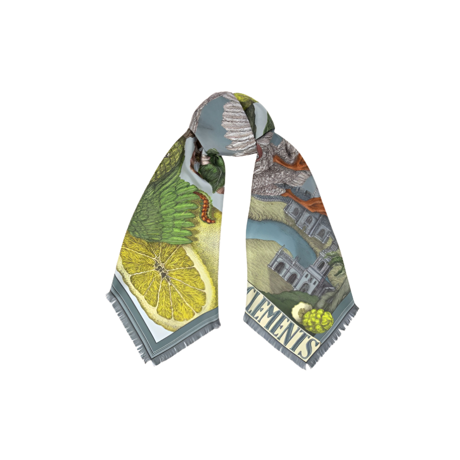 SABINA SAVAGE Oranges and Lemons Silk Scarf