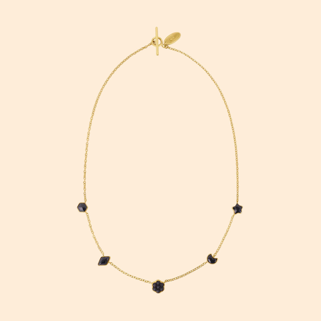 GRAINNE MORTON Onyx Five Mini Charm Necklace