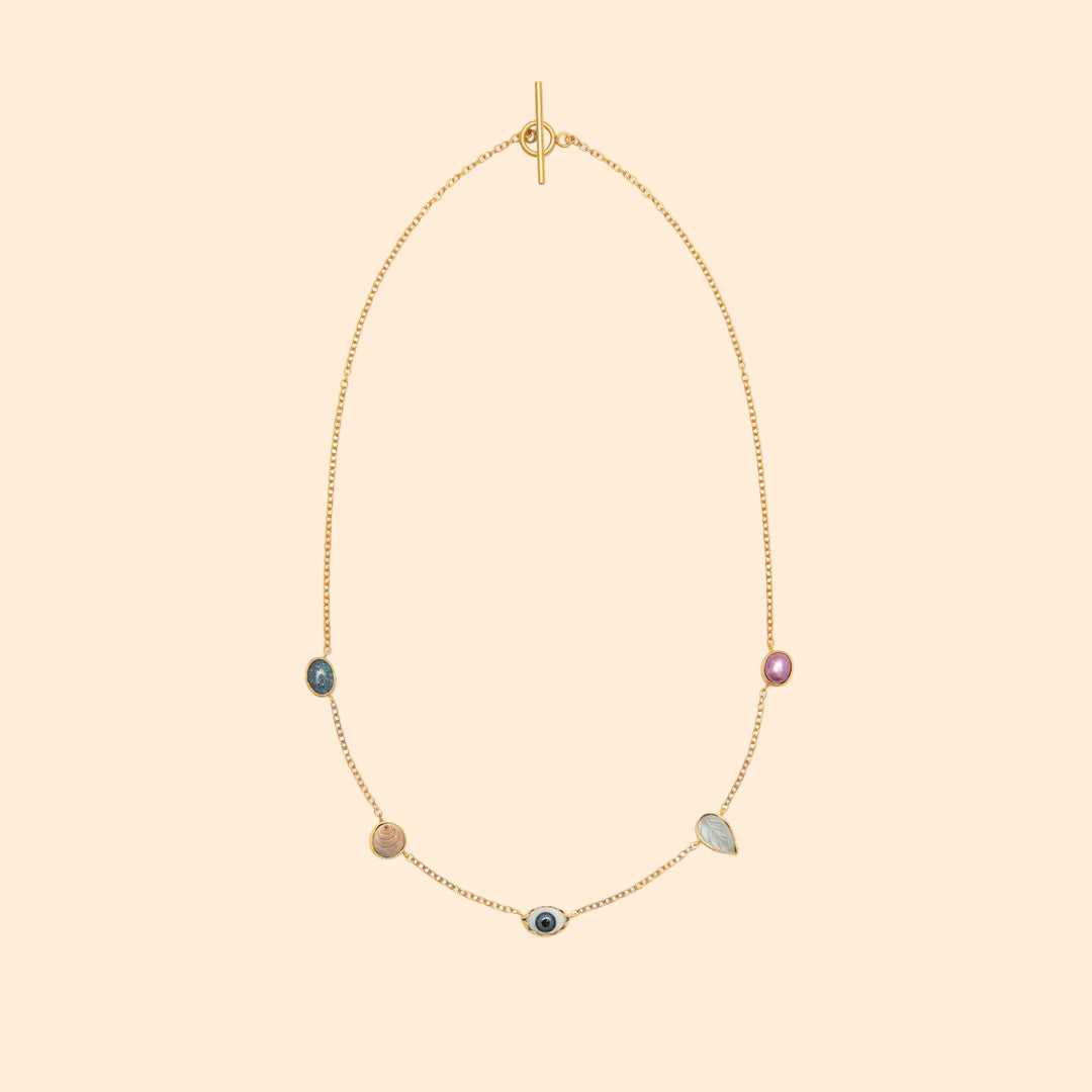 GRAINNE MORTON Blue Eye Five Mini Charm Necklace