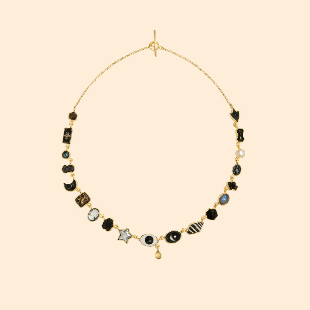 GRAINNE MORTON Black Eye Teardrop Charm Necklace