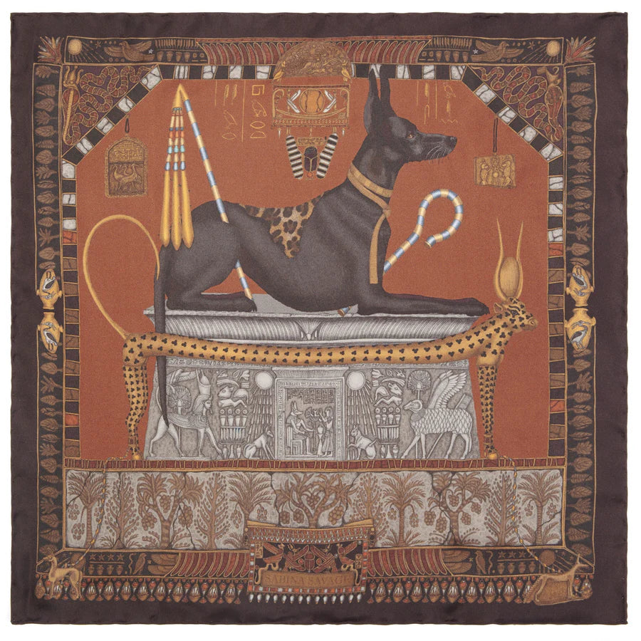 SABINA SAVAGE Ode to Anubis Small Silk Scarf
