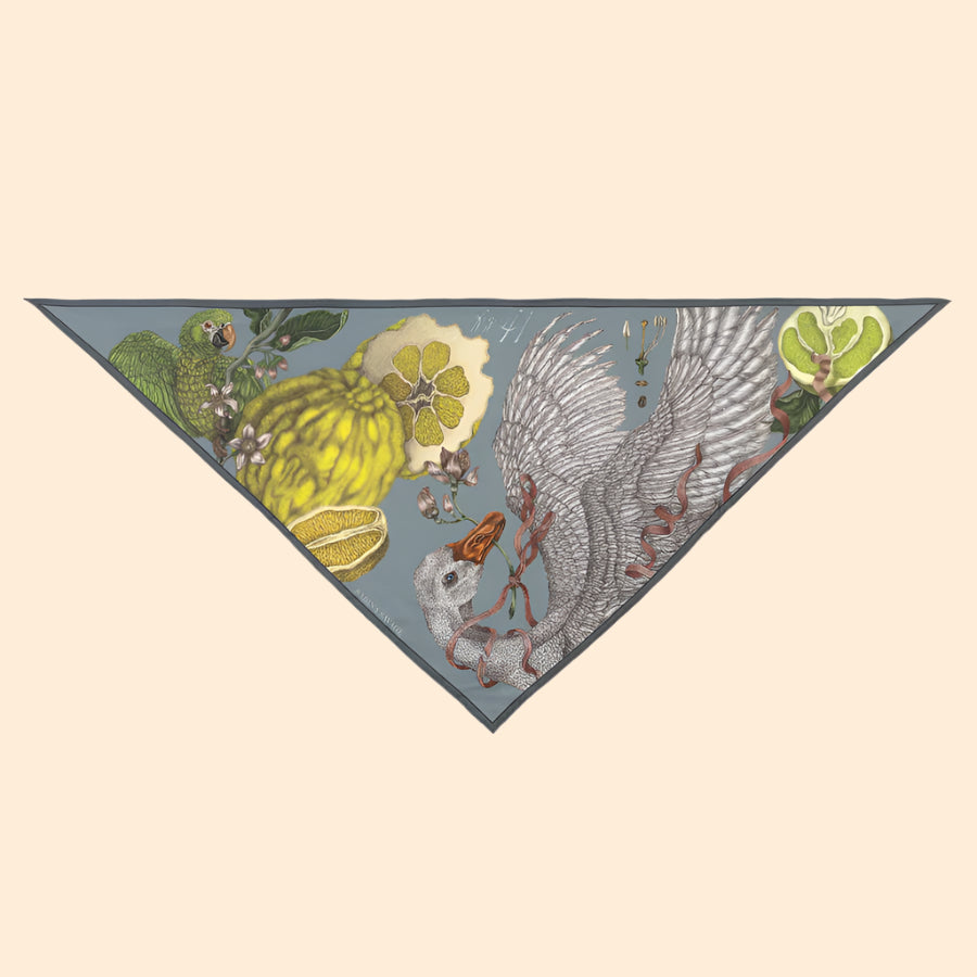 SABINA SAVAGE Oranges and Lemons Triangular Silk Scarf