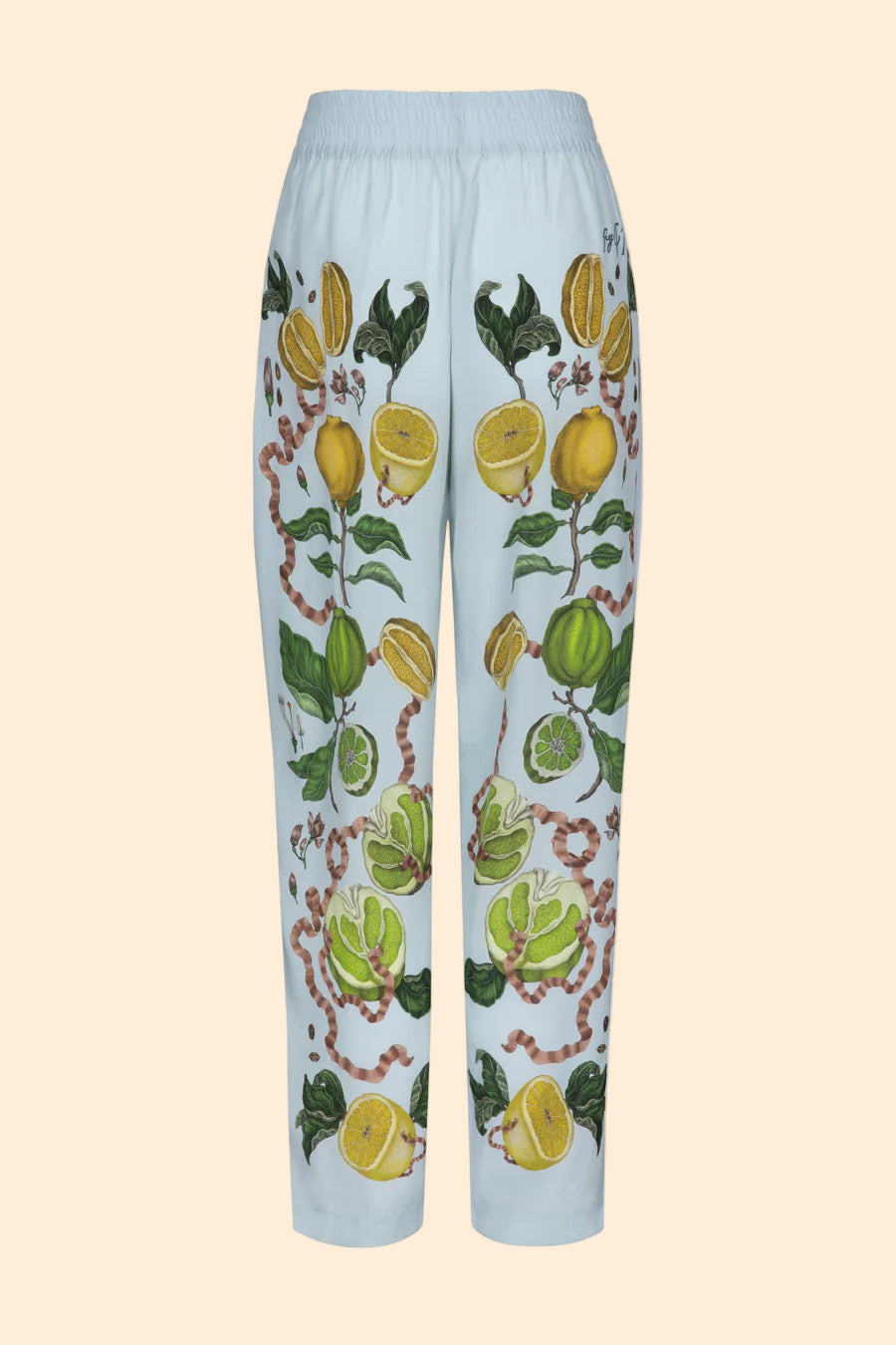 SABINA SAVAGE Oranges and Lemons Silk Lounge Trousers