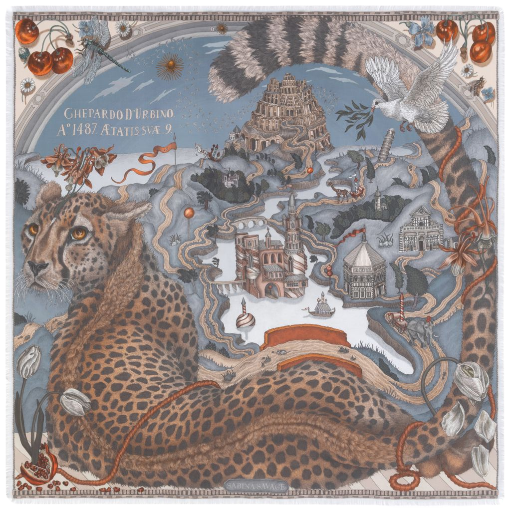 SABINA SAVAGE The Medici Cheetah Silk Scarf