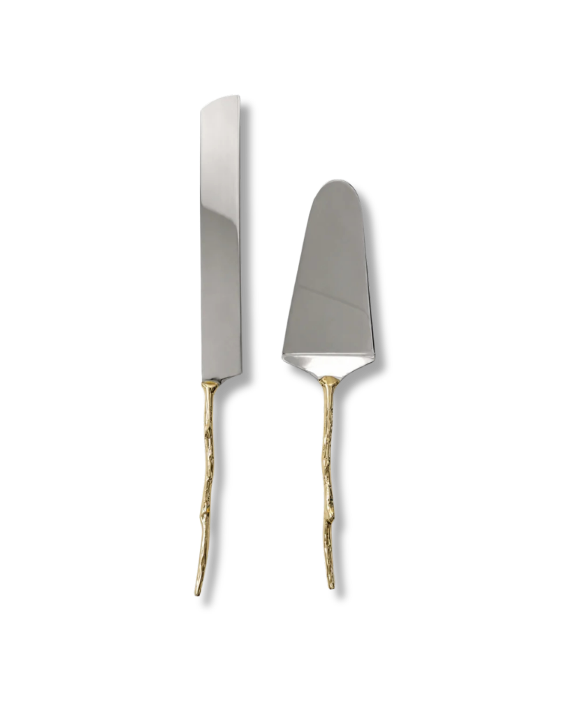 SHELTON METAL Olive Branch Cake Serving Set of 2