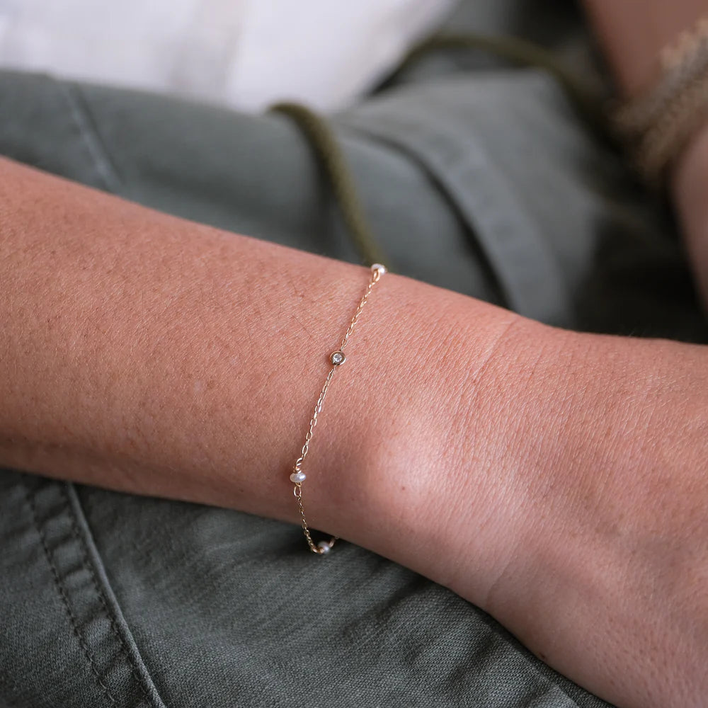 GJENMI Pearl Diamond Bracelet