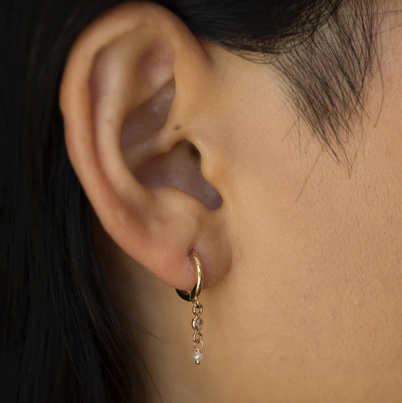 GJENMI Pearl Diamond Drop Earring Single