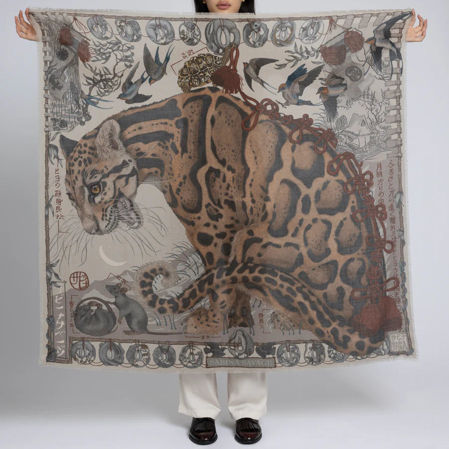 SABINA SAVAGE Lunar Leopard Wool Scarf