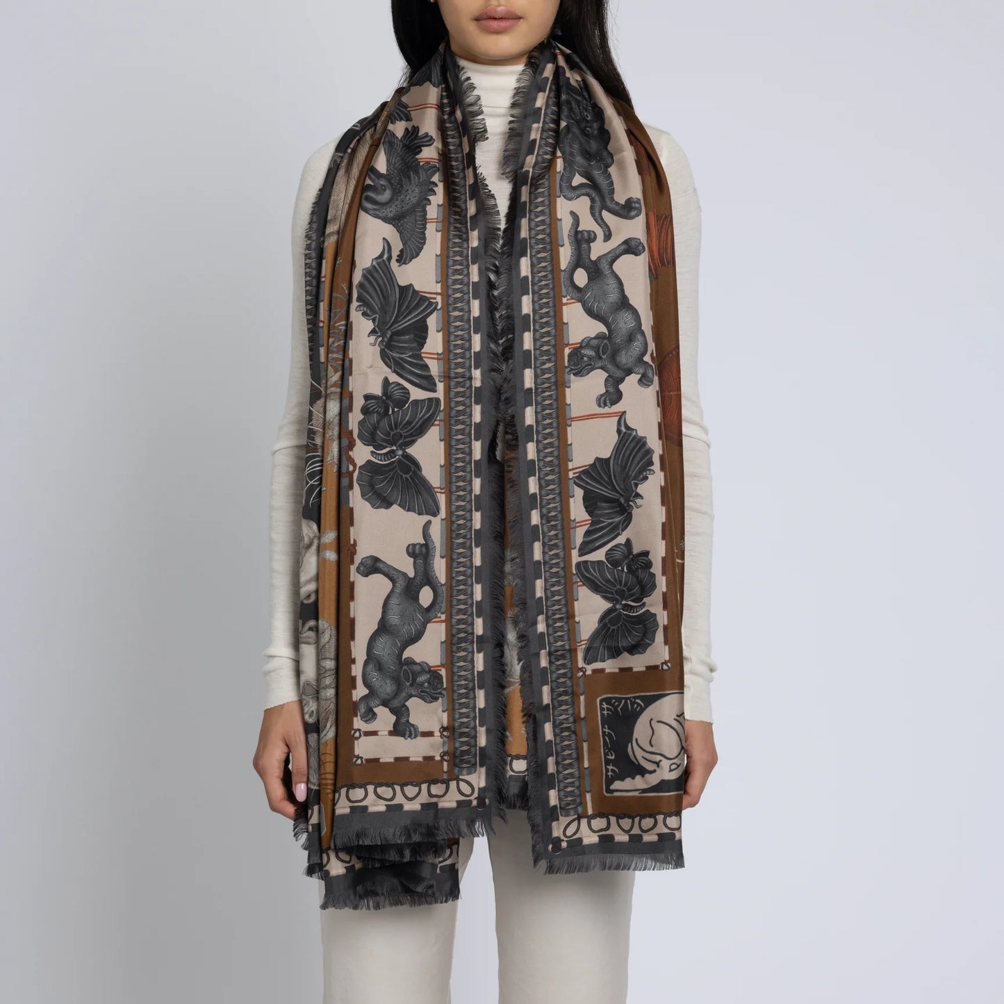 SABINA SAVAGE The Floating Rabbits Silk Scarf Rectangular